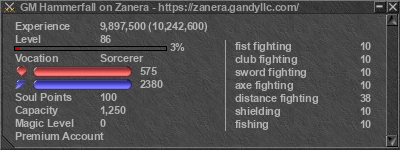 Signature for player GM Hammerfall on Zanera